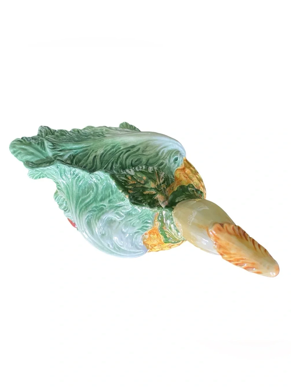 Vintage Vietri Italy Goose Cabbage Tureen Majolica Botanical Kitsch